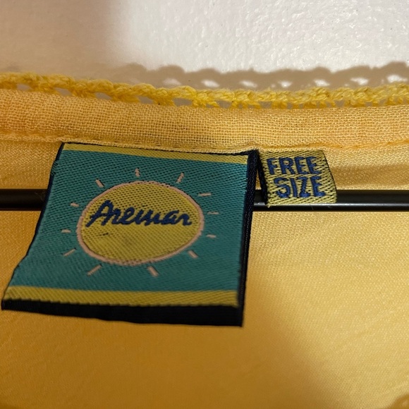 Aremar Dominican Republic Boho Embroidered Yellow Orange Free Size Dress - Picture 9 of 11